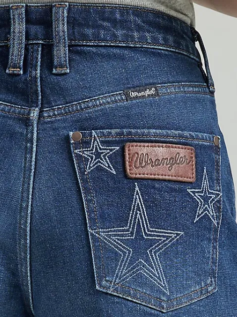 112346608 -WOMEN'S WRANGLER RETRO BAILEY HIGH RISE STAR PATCH SHORTS