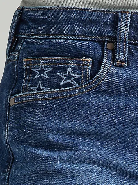 112346608 -WOMEN'S WRANGLER RETRO BAILEY HIGH RISE STAR PATCH SHORTS