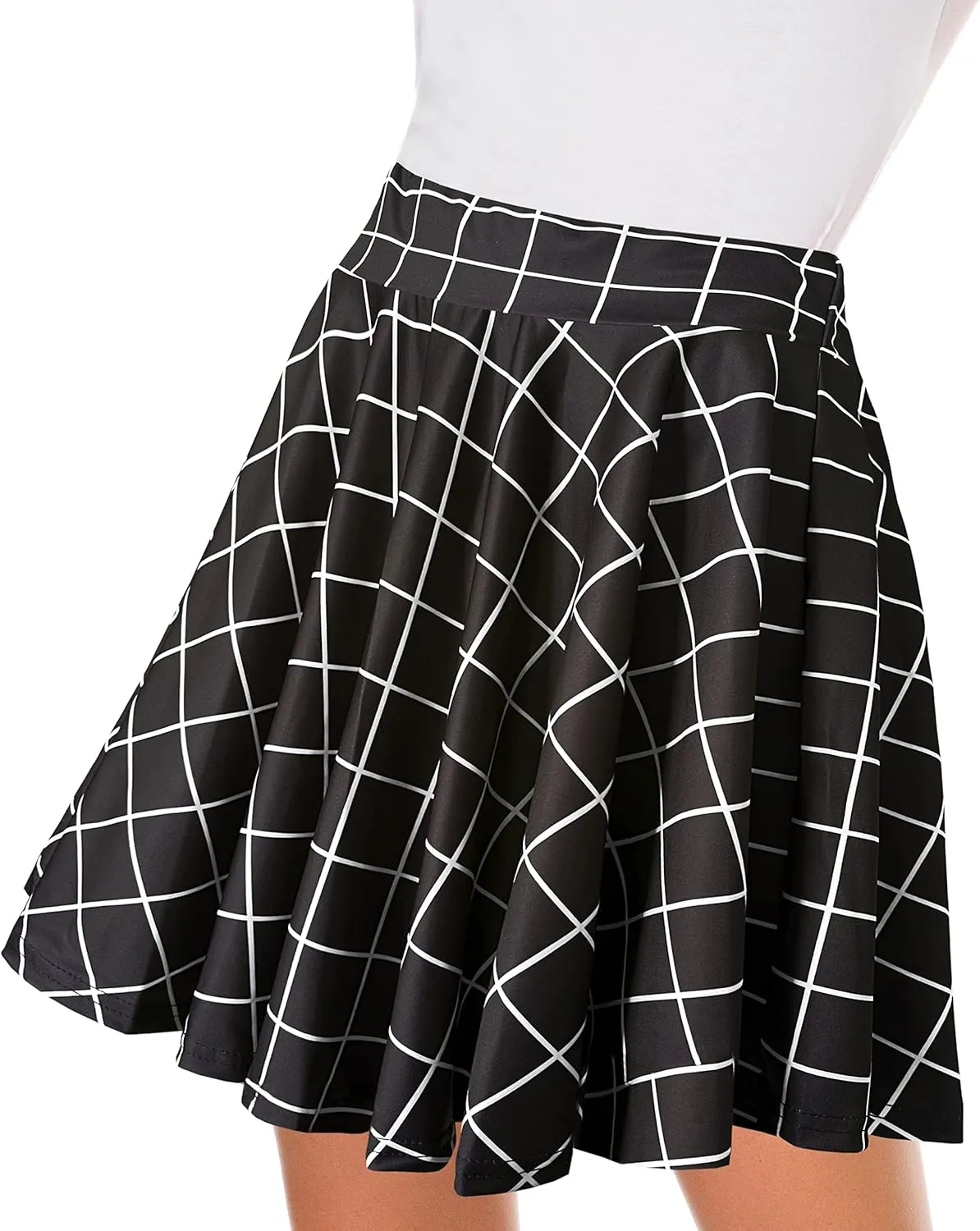 Afibi Casual Mini Stretch Waist Flared Plain Pleated Skater Skirt