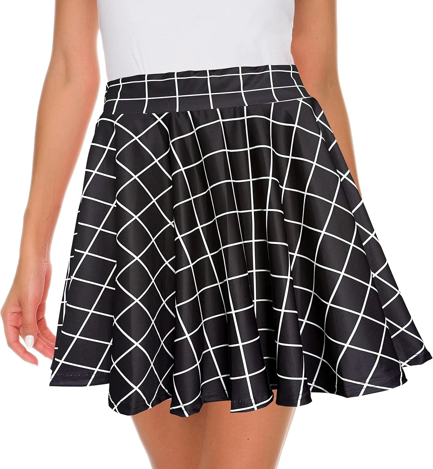Afibi Casual Mini Stretch Waist Flared Plain Pleated Skater Skirt