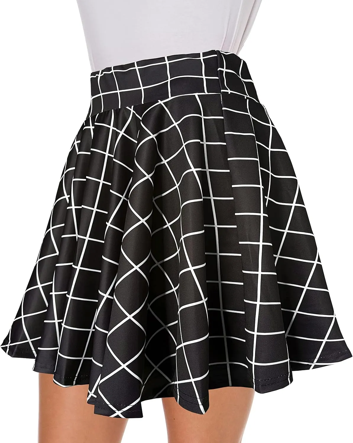 Afibi Casual Mini Stretch Waist Flared Plain Pleated Skater Skirt