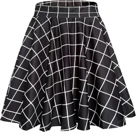 Afibi Casual Mini Stretch Waist Flared Plain Pleated Skater Skirt