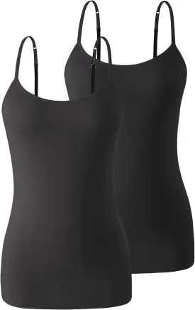 Air Curvey Women's Camisole with Shelf Bra Adjustable Spaghetti Strap Tank Tops 2/3-Pack Cotton Undershirts Tops