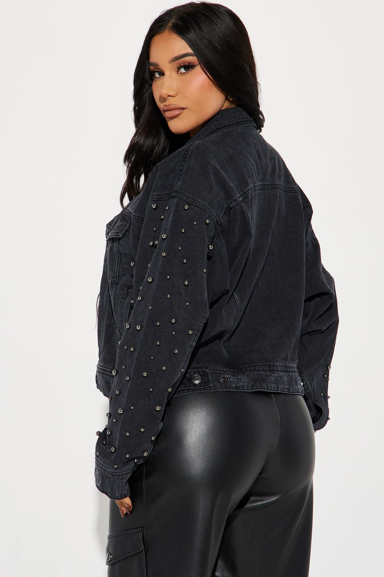All That Shines Embellished Denim Jacket - Black Wash