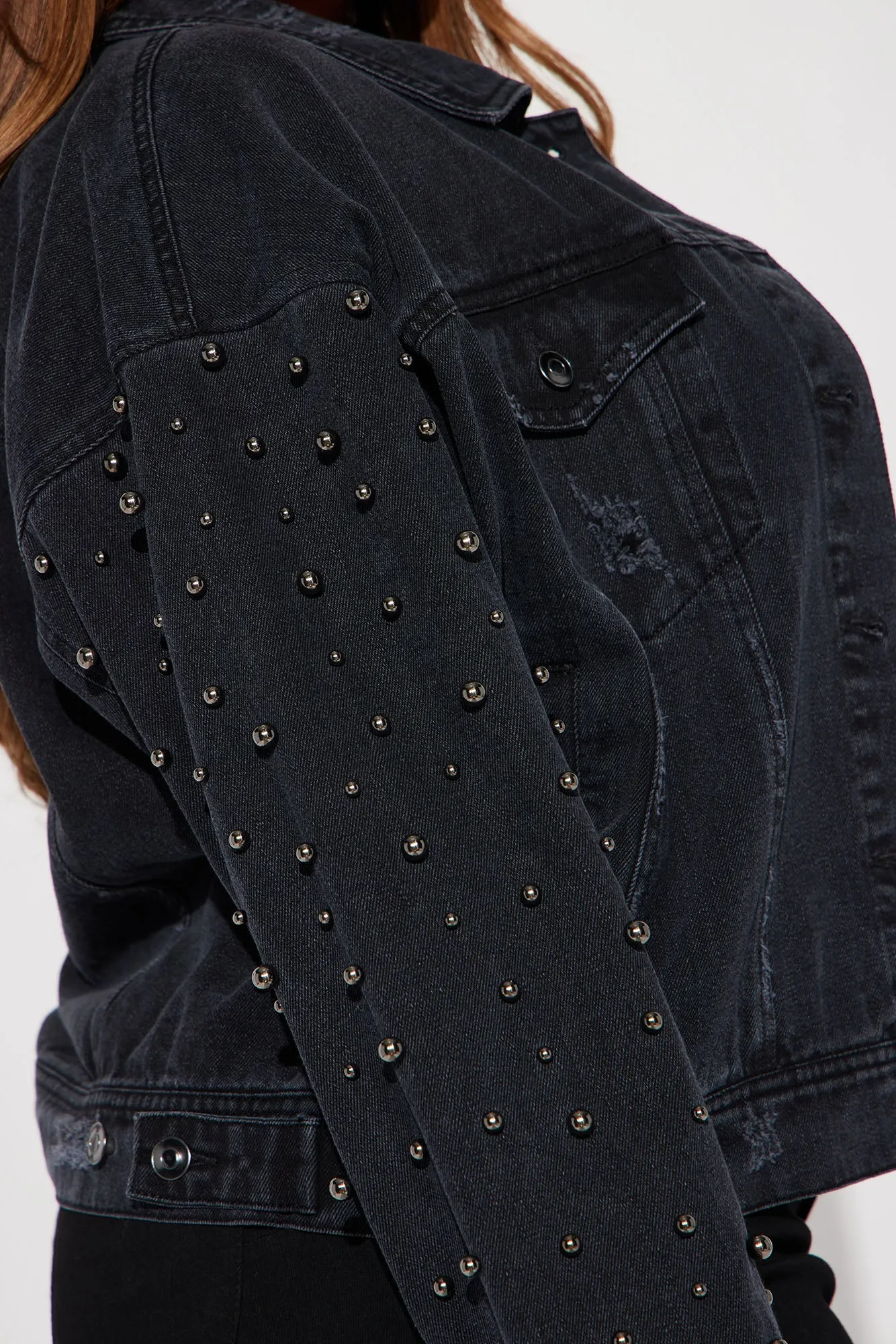 All That Shines Embellished Denim Jacket - Black Wash