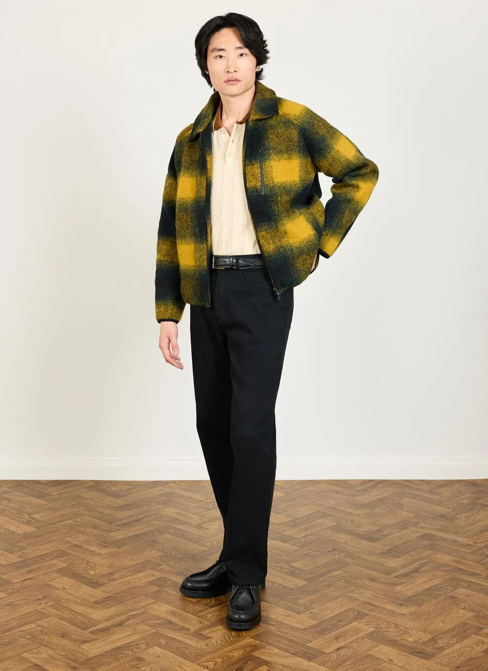 Check Anderson Wool Fleece | Wool | Mustard