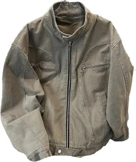 GUOYUXIAO Stretch Denim Trucker Jacket Men's Slim Fit Vintage Washed Denim Coat for Casual Daily Wear
