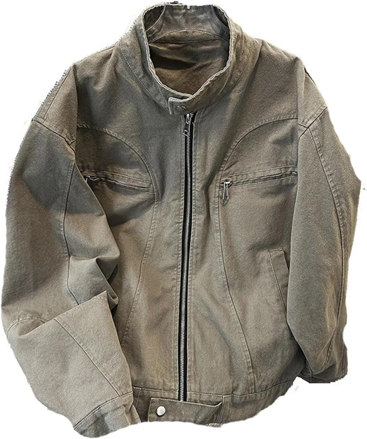 GUOYUXIAO Stretch Denim Trucker Jacket Men's Slim Fit Vintage Washed Denim Coat for Casual Daily Wear