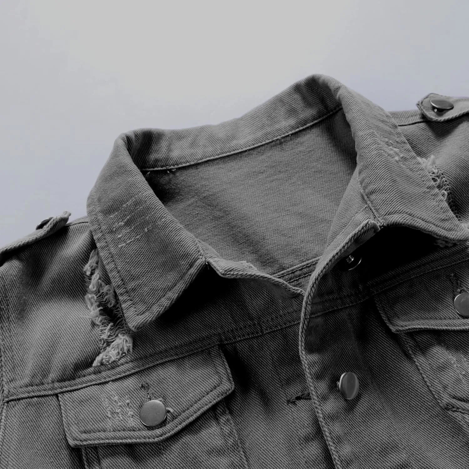 Hixiaohe Women Autumn 3/4 Sleeve Retro Short Denim Jackets Light Blue Jean Coats