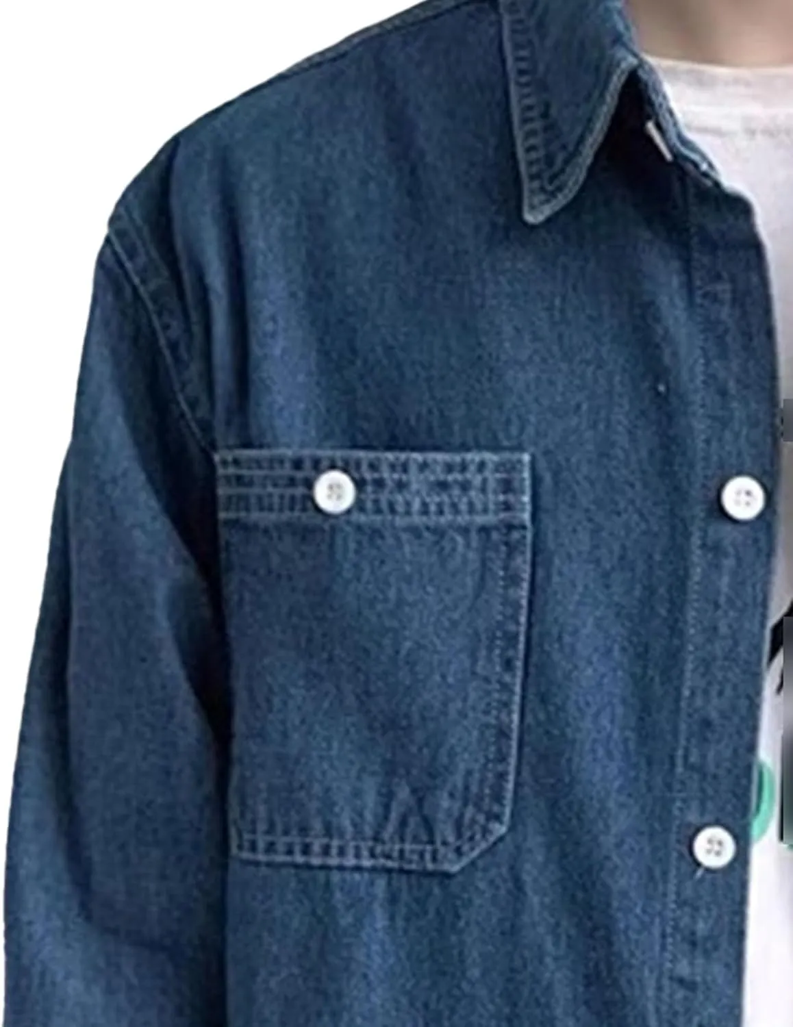 JEKE-DG Men's Button Down Vintage Denim Jacket Cotton Casual Outdoor Jean Shirt Long Sleeve Soft Trucker Jean Shirts
