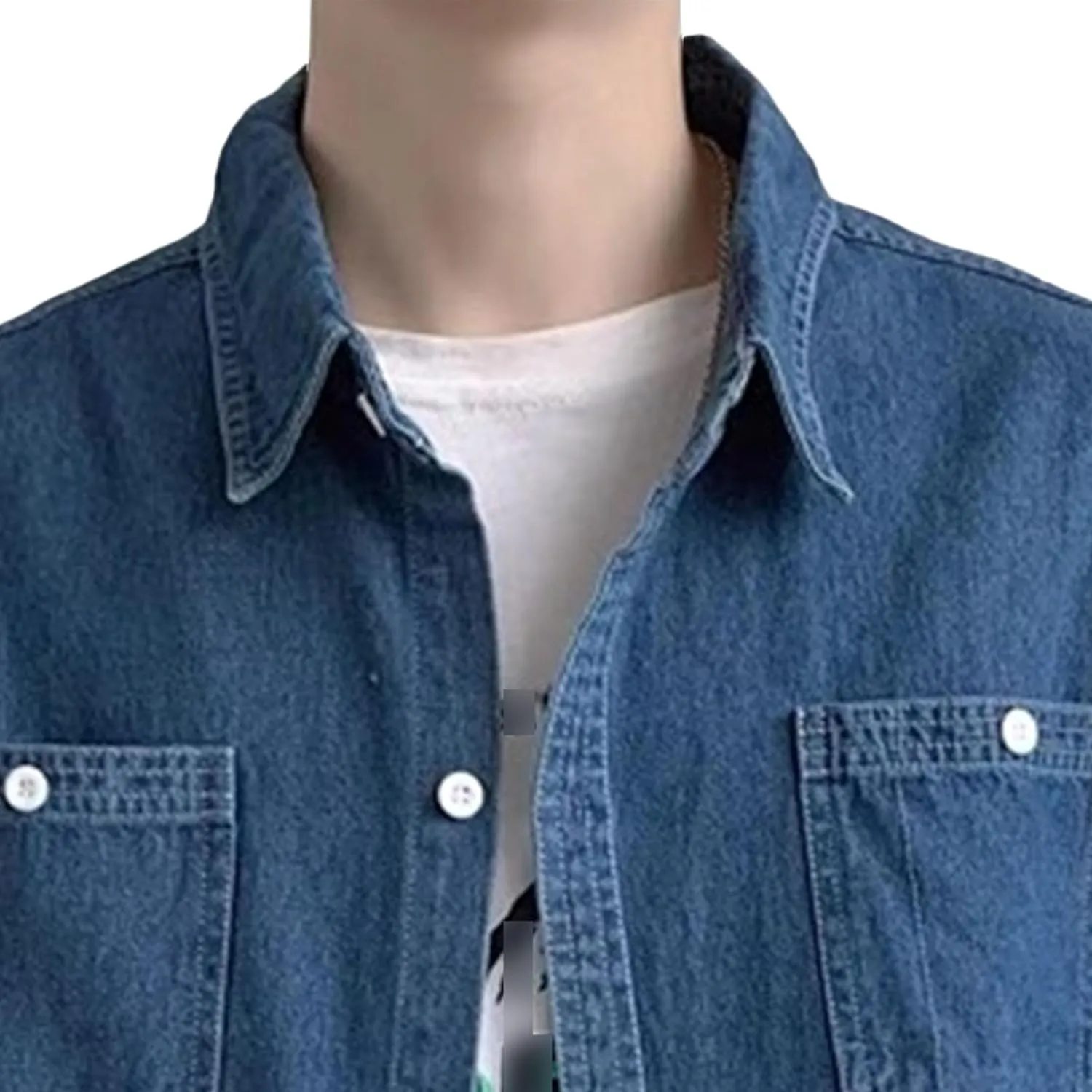JEKE-DG Men's Button Down Vintage Denim Jacket Cotton Casual Outdoor Jean Shirt Long Sleeve Soft Trucker Jean Shirts