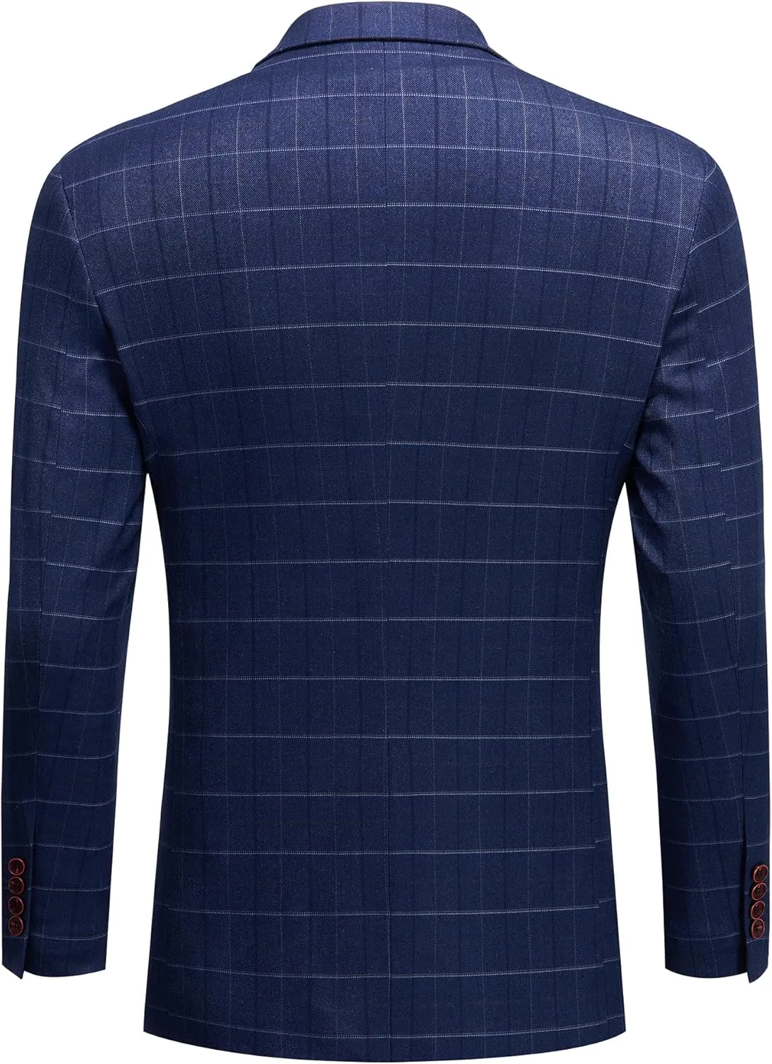 Mens Blazer Plaid Sport Coats One Button Casual Slim Fit Checked Jacket