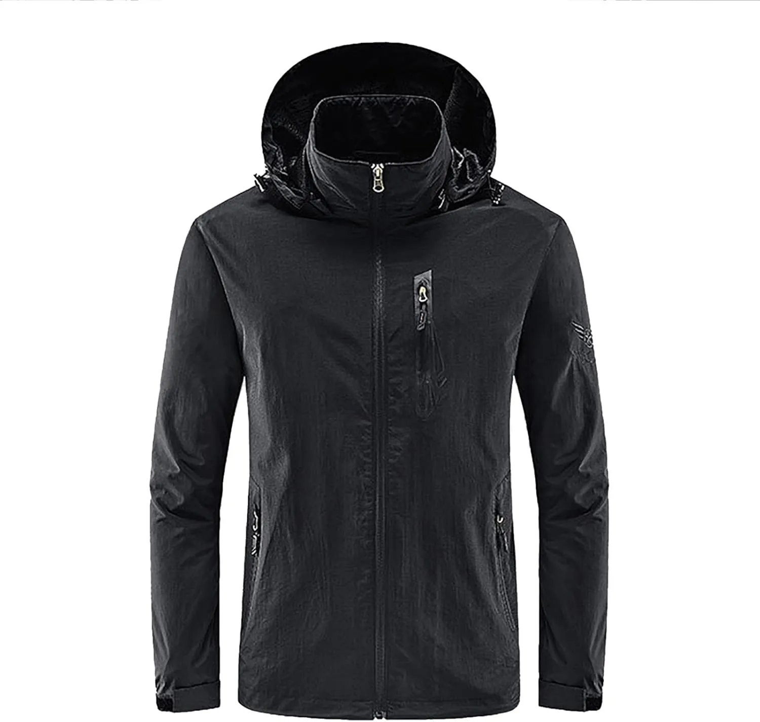 Mens Hooded Trench Coat 2024 Winter Outdoor Winbreaker Jacket with Detachable Hood Plus Size Zipper Multi Pocket Overcoats