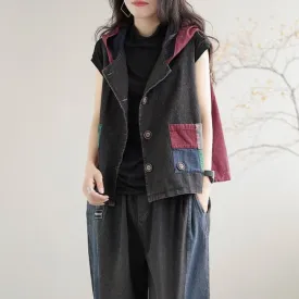 Patchwork Punk Denim Vest