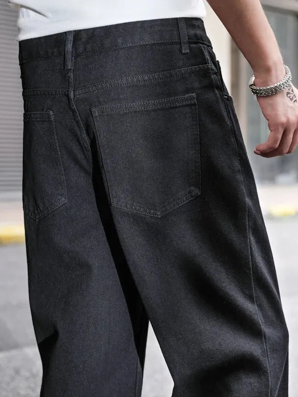 Pure Black Baggy Fit Rigid Jeans