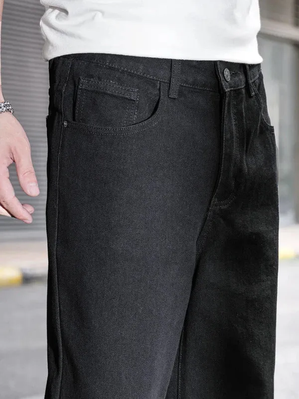 Pure Black Baggy Fit Rigid Jeans