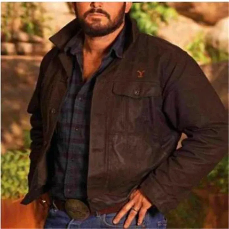 Rip Wheeler Black Cotton Men's Jean Jacket 5XL Cotton Denim Autumn Winter
