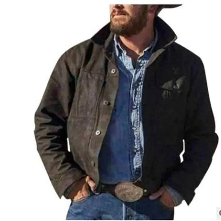 Rip Wheeler Black Cotton Men's Jean Jacket 5XL Cotton Denim Autumn Winter