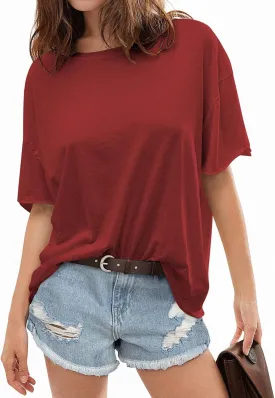 TARSE Oversized Tshirts for Women 2024 Loose Fit Summer Tunic Tops Soft Cotton Short Sleeve Boxy Tee
