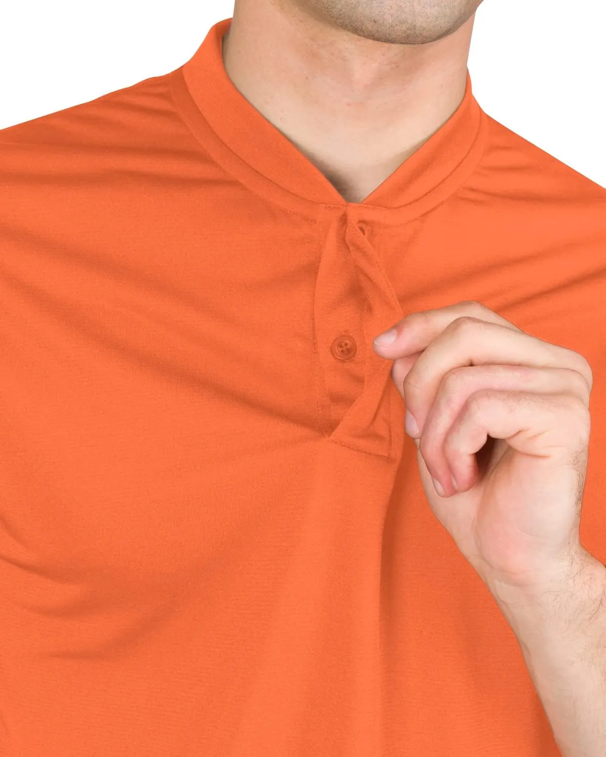 Three Sixty Six Men's Short Sleeve Collarless Golf Polo - Lightweight, Moisture-Wicking, Quick Dry, Stretch Fabric