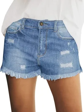 Utyful Women's Casual Summer Ripped Washed Distressed Stretch Denim Jean Shorts
