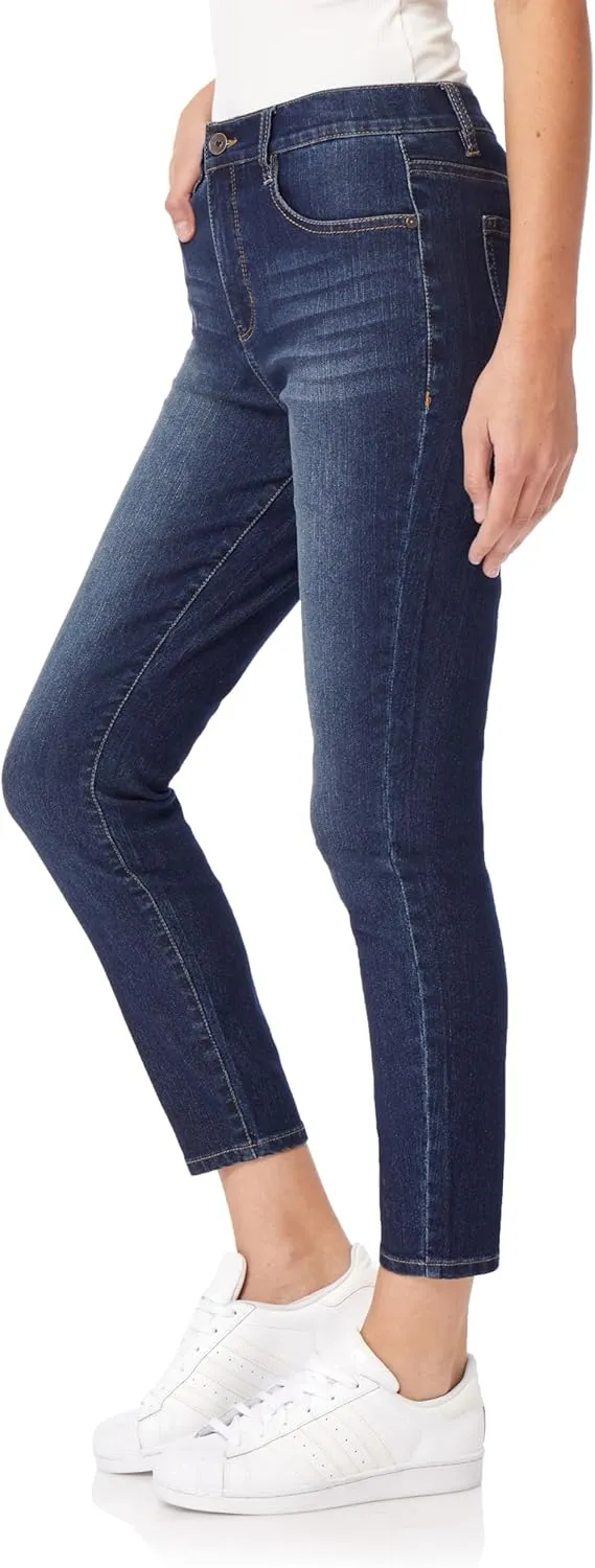 WallFlower Women's Fearless Curvy Ankle Denim Super High-Rise Insta Vintage Juniors Jeans (Standard and Plus)