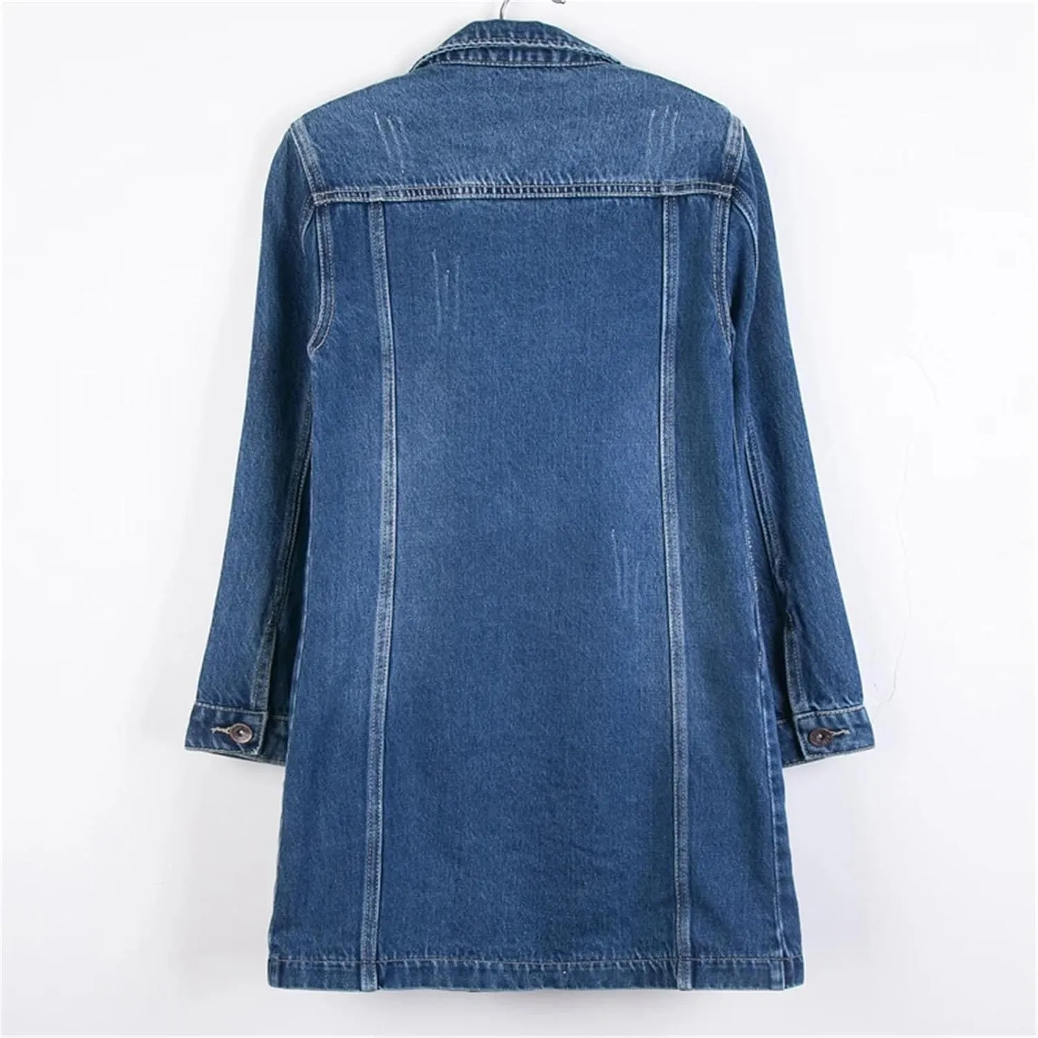 Women Denim Jackets Spring Long Sleeve Classic Coat With Pockets Fashion Mid Length Jean Coat