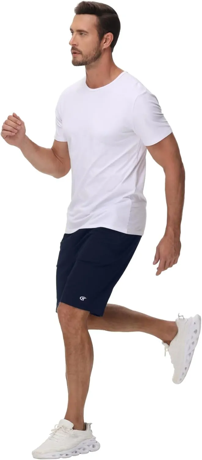 Yundobop Mens Casual Shorts Cotton Drawstring Summer Athletic Shorts with Zipper Pockets